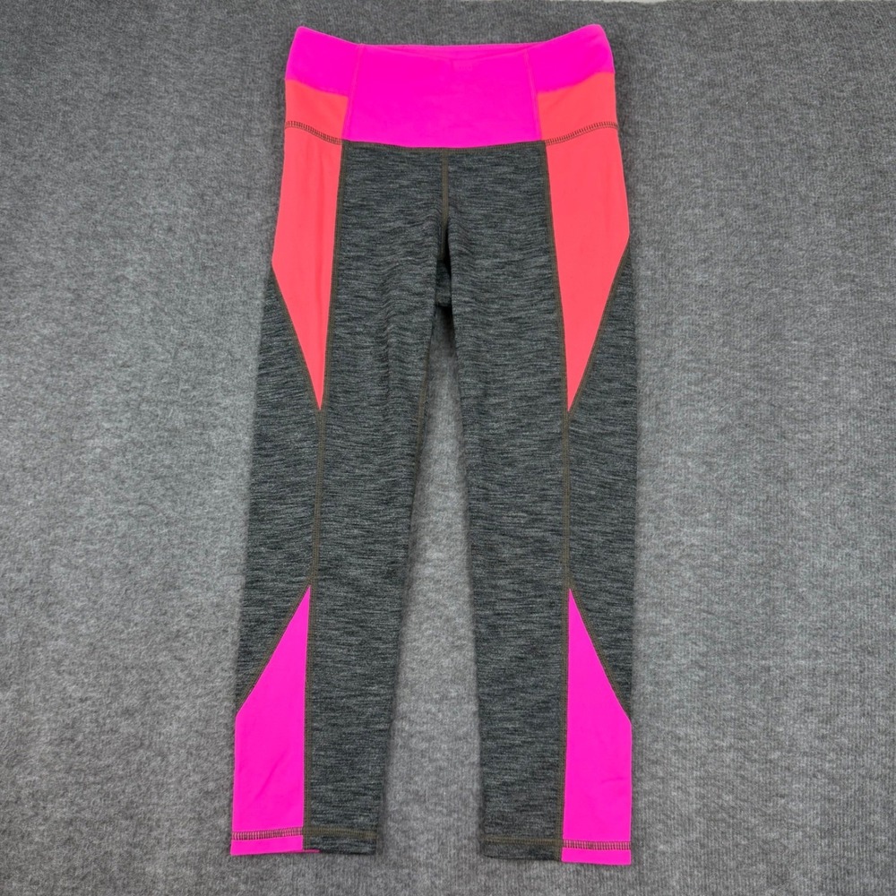 Athleta Leggings Women's XXS Gray Pink Colorblock Cropped Athletic Yoga Pants